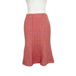 Ann Taylor Linen Blend Pink Orange Tweed Flared Skirt NWT (8)
